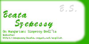 beata szepessy business card